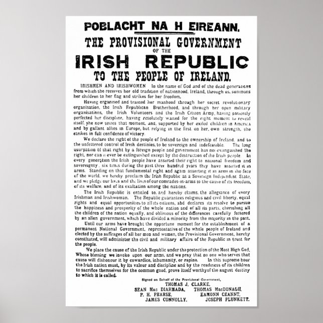 Påsk Stigning proklamation av Republiken Irland Poster (Framsidan)
