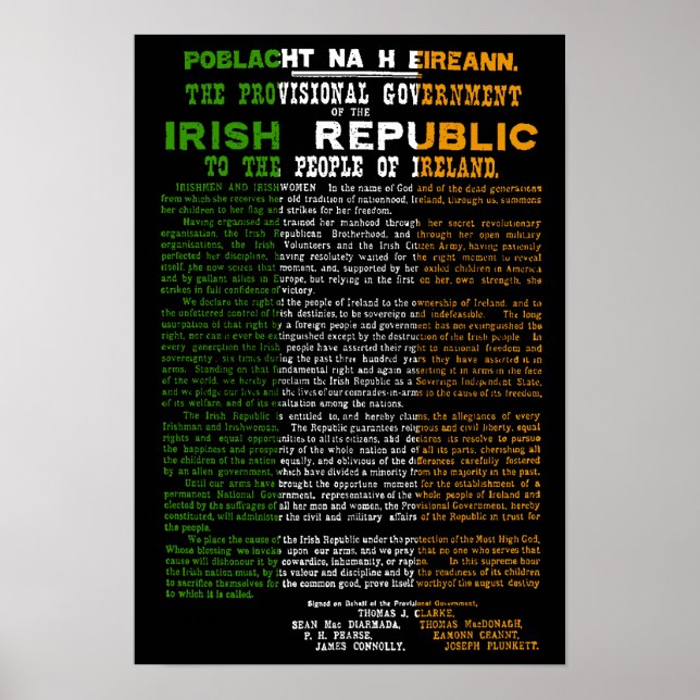 Påsk Stigning proklamation av Republiken Irland Poster (Framsidan)