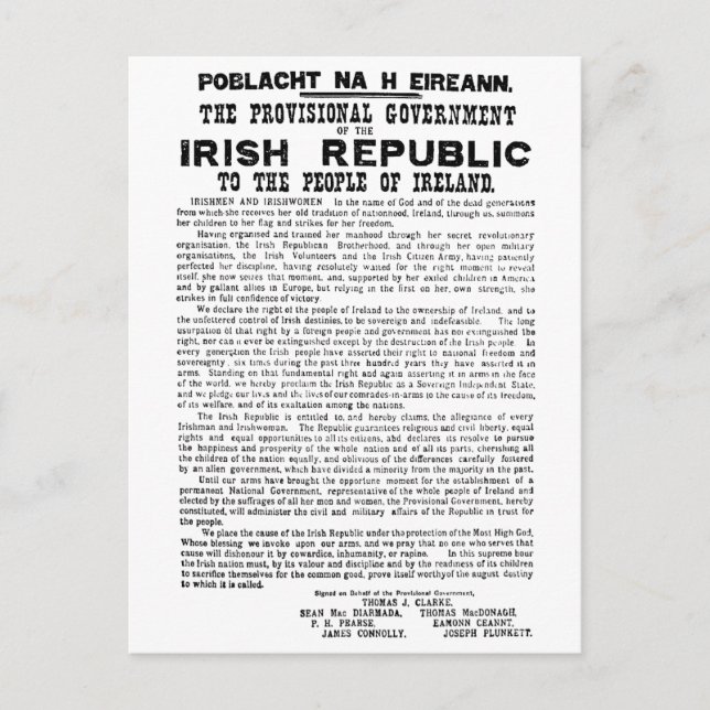Påsk Stigning proklamation av Republiken Irland Vykort (Framsida)