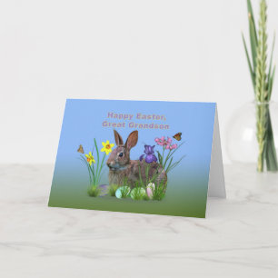 Påsk, stor- sonson, blommor, ägg och rabbin helgkort