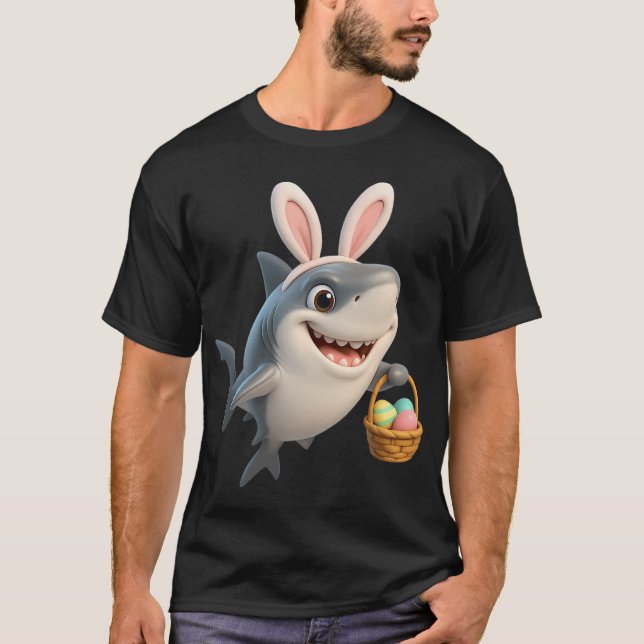 Påsk Stor Vit Haj T Shirt (Framsida)