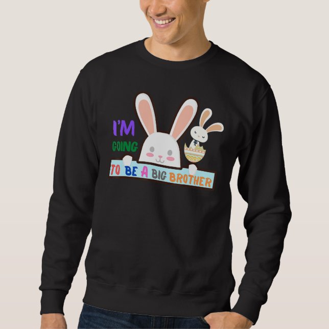 Påsk storebror som ska vara Gravid Cute Bunny Lång Ärmad Tröja (Framsida)