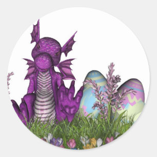 Påsk Surprise Baby Dragon Runt Klistermärke