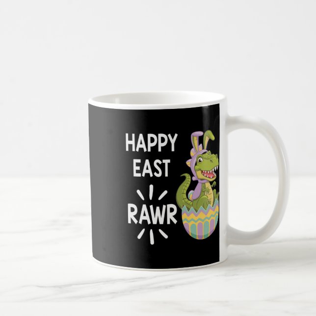 Påsk T Rex Dinosaur Kanin Ägg Glad Påsk Småbarn Kaffemugg (Höger)