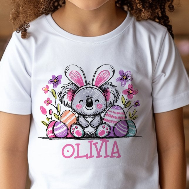 Påsk T-Shirt eget namn Girls Koala Bunny (Kids name Easter t-shirt)