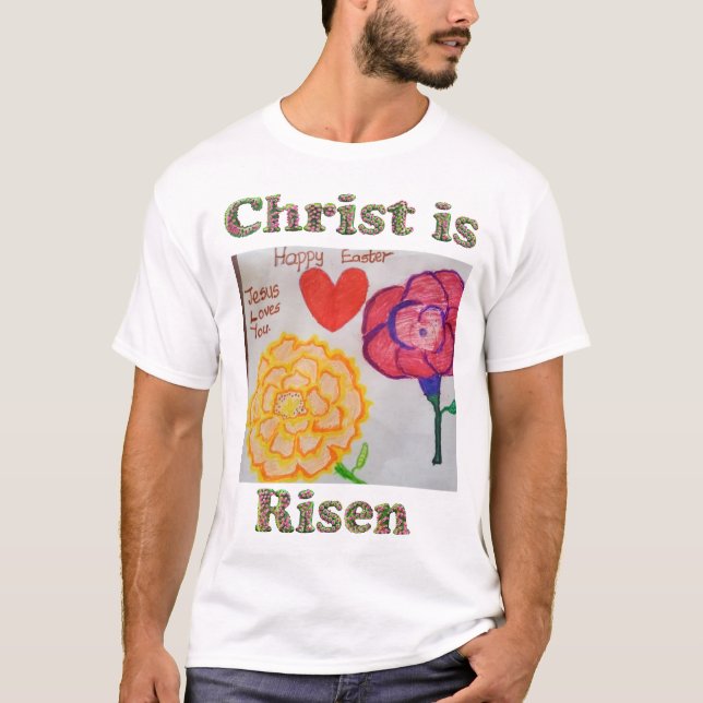 Påsk T-shirt Kristus är Risen (Framsida)