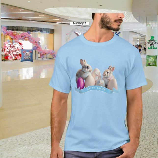 Påsk T-Shirt Two Rabbits & Påskägg (Skapare uppladdad)