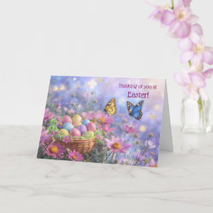 Påsk Tänker på dig Vackra blommor korg Ägg Kort