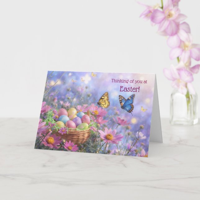 Påsk Tänker på dig Vackra blommor korg Ägg  Kort (Orkide)
