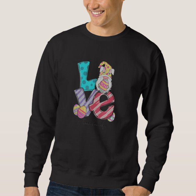 Påsk Teacher Bunny Gnome Kärlek #teacherlife Lång Ärmad Tröja (Framsida)