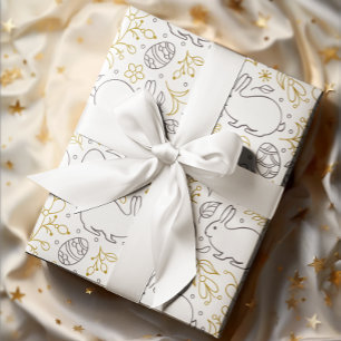 Påsk Theme Mönster Bunny Flowers Eggs Presentpapper