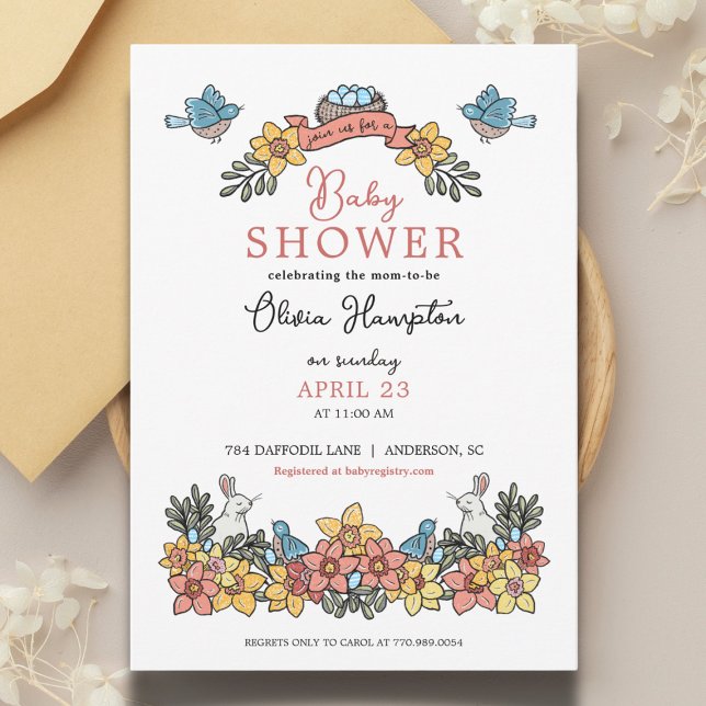 Påsk There Baby Shower for Girls Inbjudningar (Skapare uppladdad)