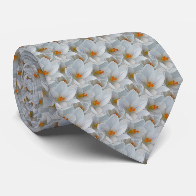 Påsk Tie Crocus Flowers Necktie Påsk Gifts Slips (Rullad)