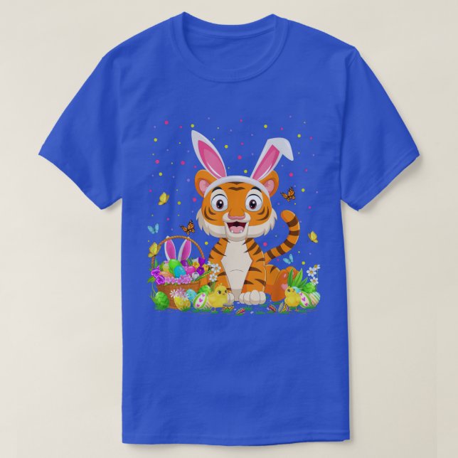 Påsk Tiger Bunny Egg Hunting Tiger Påsk Söndag T Shirt (Design framsida)