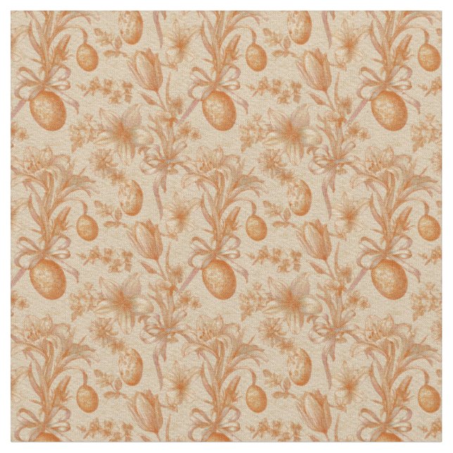 Påsk Toile de Jouy Ägg och Tulpaner Mönster Tyg (Närbild)