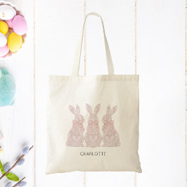 Påsk Tote Bag med Snöre Bunny Design Tygkasse