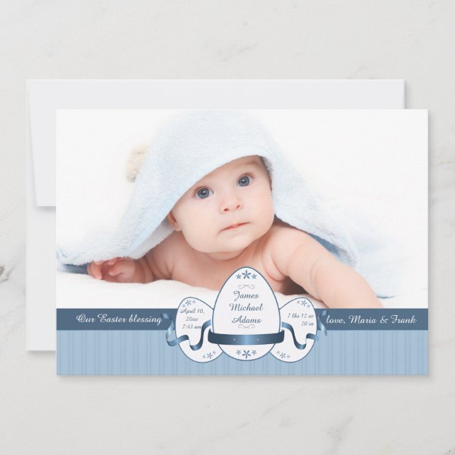 Påsk Tre blåfotsfödelsemeddelande Julkort (Framsida)
