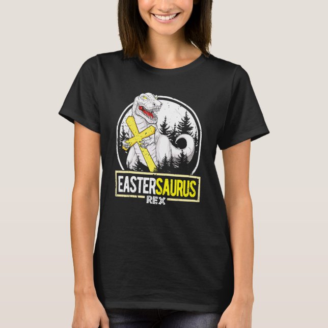 Påsk Trex För barn Dinosaur Bunny Påsk Saurus T Shirt (Framsida)