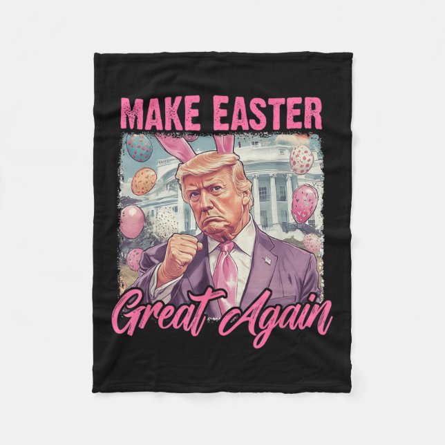 Påsk-trumpen 2025 Gör Påsk Underbart igen roligt t Fleecefilt (Framsidan)