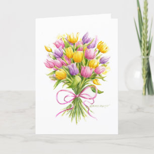Påsk Tulip Bouquet Bright och vackert kort