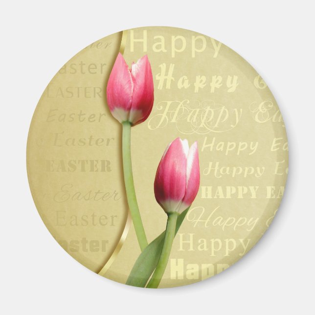 Påsk Tulips Guld Typografi Magnet (Framsidan)
