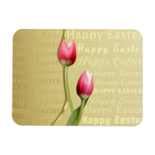 Påsk Tulips Guld Typografi Magnet
