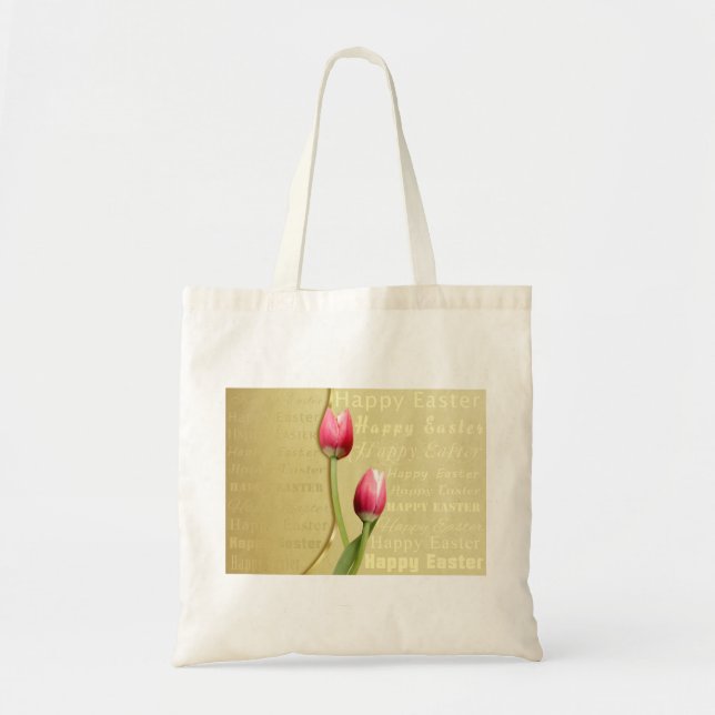 Påsk Tulips Guld Typografi Tygkasse (Framsidan)