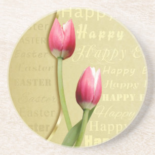Påsk Tulips Guld Typografi Underlägg Sandsten