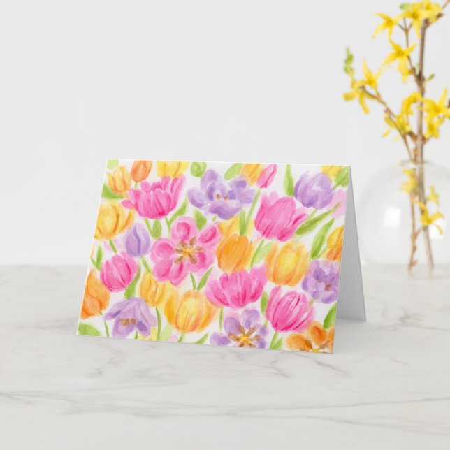 Påsk Tulpaner Galore Ljust Vackert Dag Kort (Gul blomma)