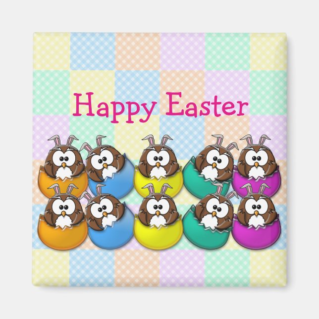 Påsk uggla - regnbåge magnet (Framsidan)