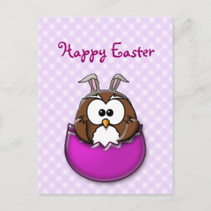 Påsk uggla - rosa helg vykort