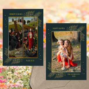 Påsk, utflykt av Jesus familjefoto Julkort