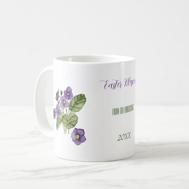 påsk välsignelse lila violett vattenfärg Mugg (Framsida vänster)