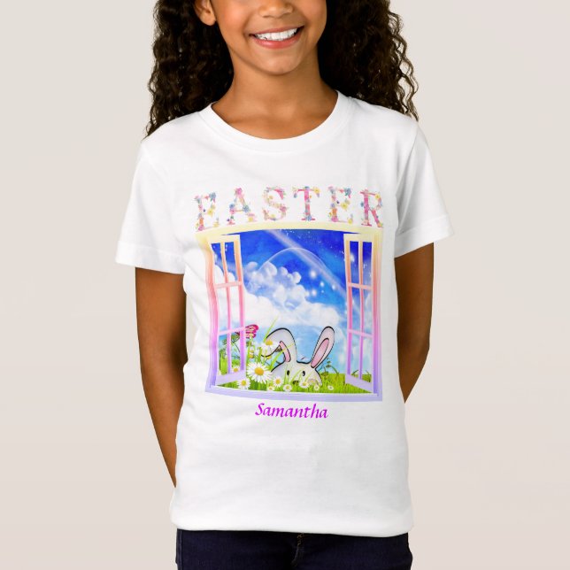 Påsk Vår Äng Fönster Personlig T Shirt (Framsida)