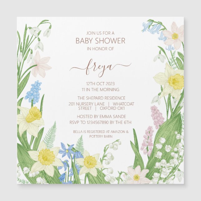 Påsk Vår Baby Shower Magnetiskt Inbjudningskort (Framsida)