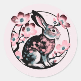 Påsk Vår Bunny Rabbit Dogwood Runt Klistermärke