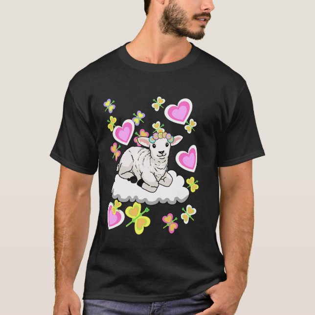 Påsk Vår Får Får Lamm Moln Barn Barn T Shirt (Framsida)