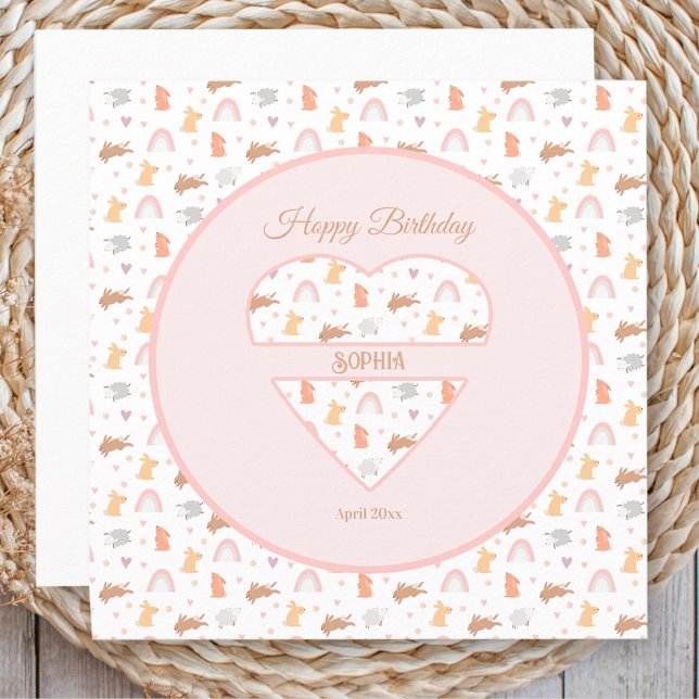 Påsk-Vår-födelsedagskort Mönster (Easter Spring Birthday Bunny Pattern Card)