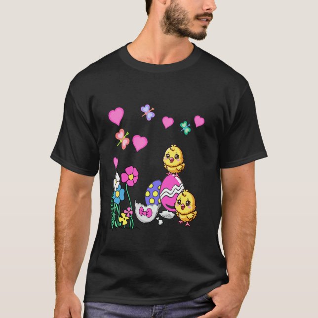 Påsk Vår Kyckling Påskägg Blommor Barn C T Shirt (Framsida)