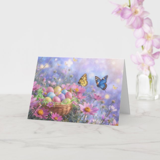 Påsk vår med blommor Ägg Trädgård  Kort (Orkide)