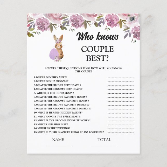 Påsk Vem vet par  Baby Shower Lek (Framsida)
