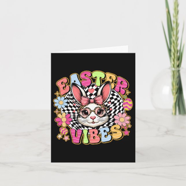 Påsk Vibes Blommigt Bunny Rabbit Egg Coquette Bow Kort (Framsida)