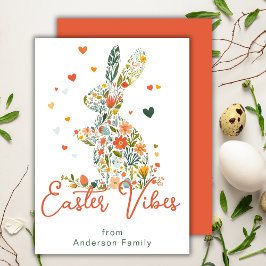 Påsk Vibes Blommigt Silhouette Bunny Familj Julkort