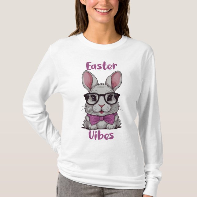 Påsk Vibes Bunny Funny Womens T Shirt (Framsida)