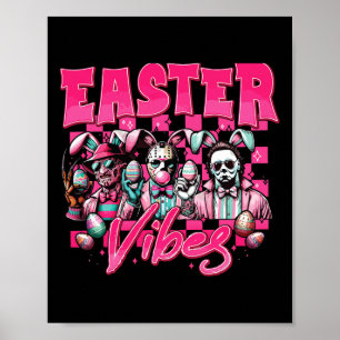 Påsk Vibes Funny Påsk Horror Characters Family Poster