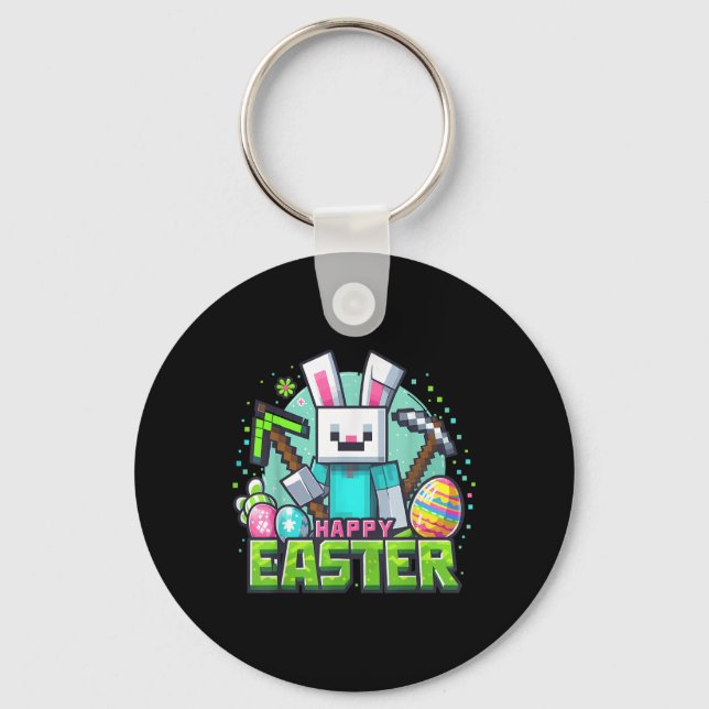 Påsk Video Game Bunny Eggs Gaming Gamer Boys Manar Nyckelring (Framsida)