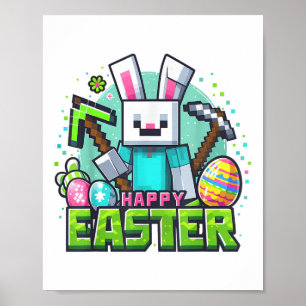 Påsk Video Game Bunny Eggs Gaming Gamer Boys Manar Poster