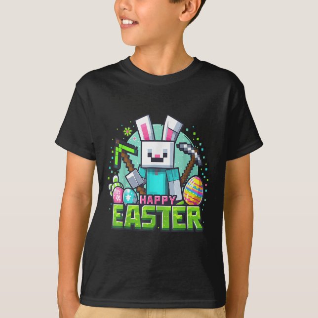 Påsk Video Game Bunny Eggs Gaming Gamer Boys Manar T Shirt (Framsida)