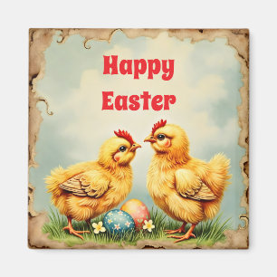 Påsk Vintage 2 Little Chicken Helgdag Collection Magnet