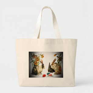 Påsk Vintage Bunnies Tittar på Candy Eggs, ZSSG Jumbo Tygkasse